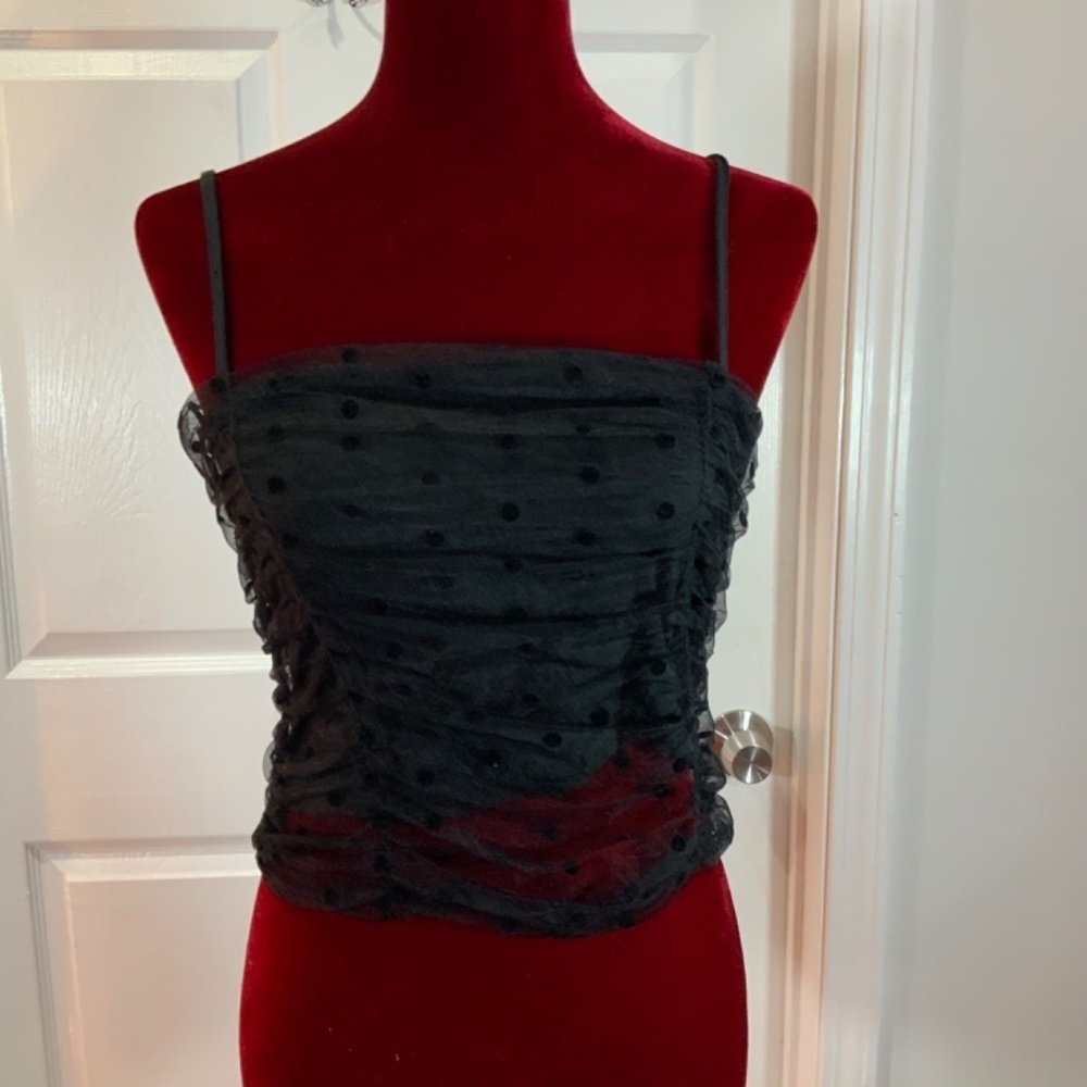 Rachel Zoe Mesh Black Polka Dot Cami Top Size Small New - Picture 5 of 10